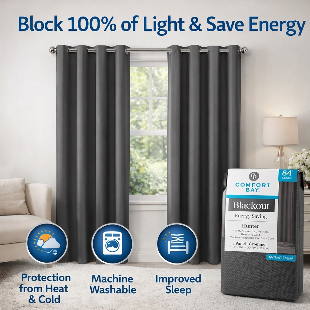 Hunter Dark Gray Blackout Curtains